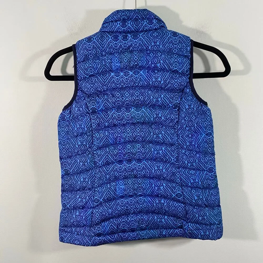 Patagonia Girl's Blue Graphics Full Zip Down Filled Vest Size S (7-8)